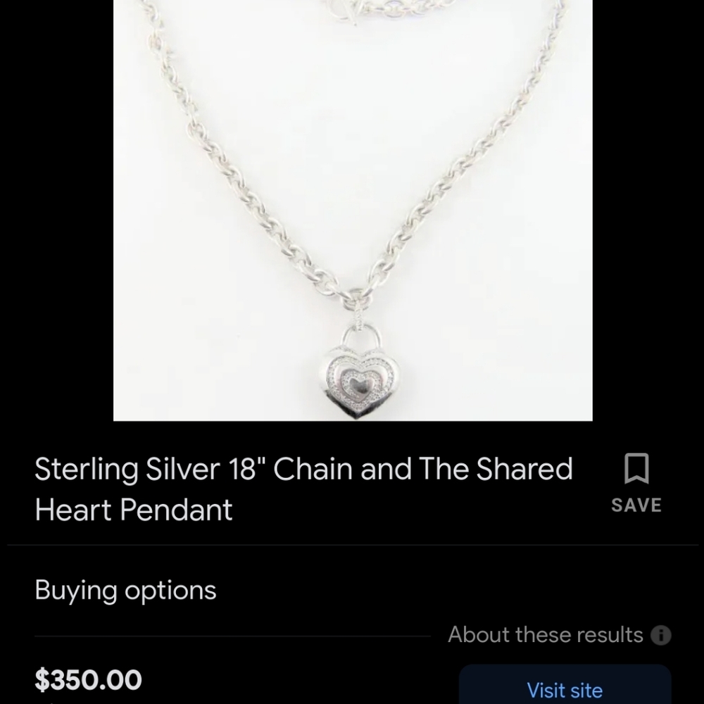 Sterling Silver necklace with diamonds heart charm - Picture 10 of 16